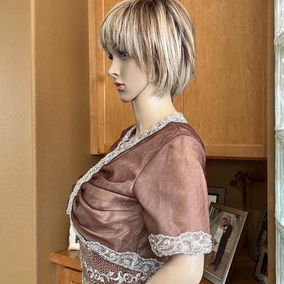 Magnificent YSA Makino Custom Made Evening Gown and Bolero Jacket Sz 6 - Picture 10 of 16